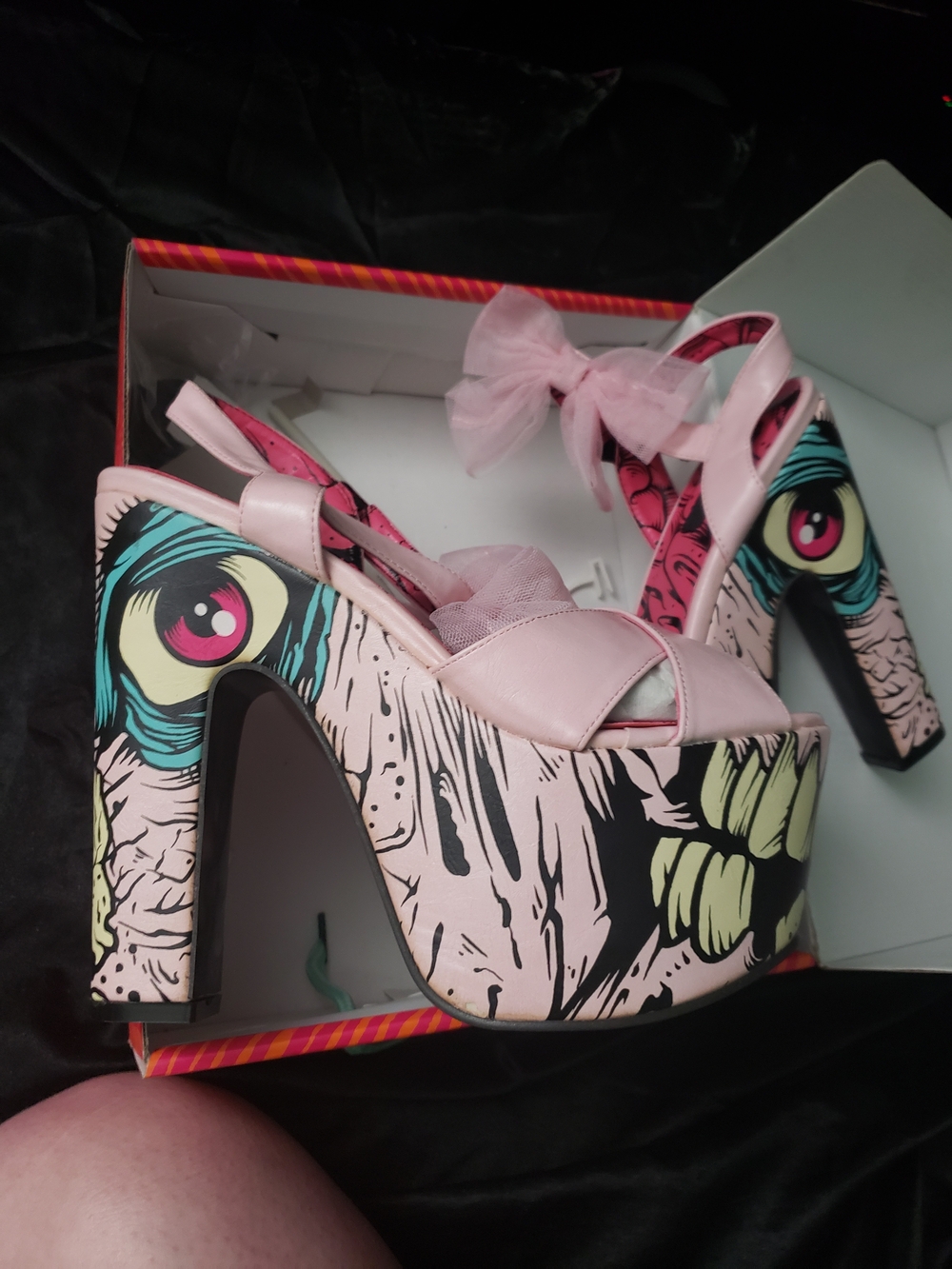 Iron Fist Pink Zombie Platform Sandals with Tulle Bows Extremely Rare Size 10 - Picture 11 of 13